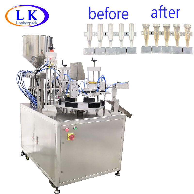 批发1-5ml次抛联排瓶飞机头5支连体乳液膏灌装封尾取瓶全自动封尾