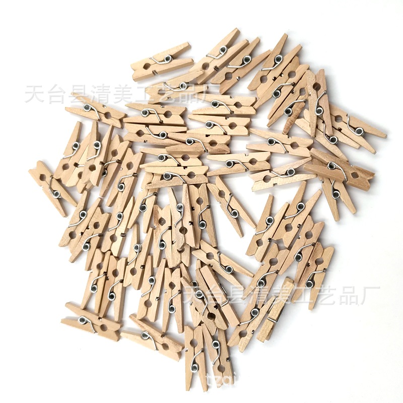 Clip de madera de registro de 25mm Clip de madera decorativo de madera de bricolaje 200 piezas un paquete