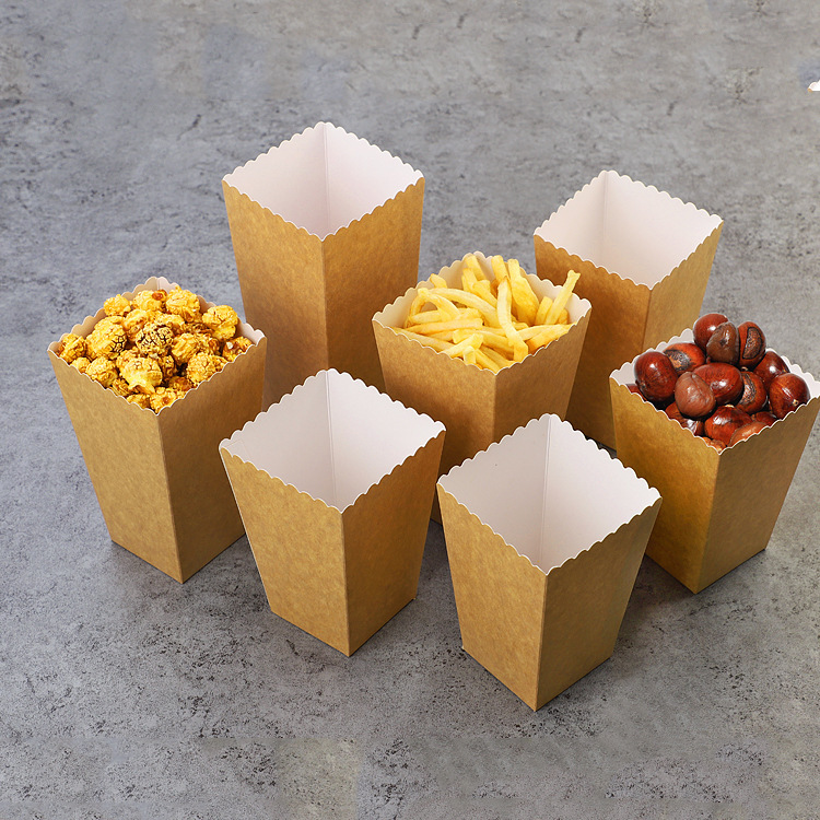 Cross-border Kraft Paper White Cardboard Popcorn Paper Box Cross-border Mori Style Fresh Party Paper Box Chicken Rice Popcorn Box