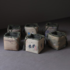 Erya manufacturer wholesale storage bag travel tea set cotton teapot tea cup cloth bag tea cup ancient painting tea cup cloth bag