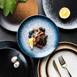 日式餐具盘碗碟陶瓷餐具创意餐盘碟子盘子家用西餐牛排盘酒店餐厅