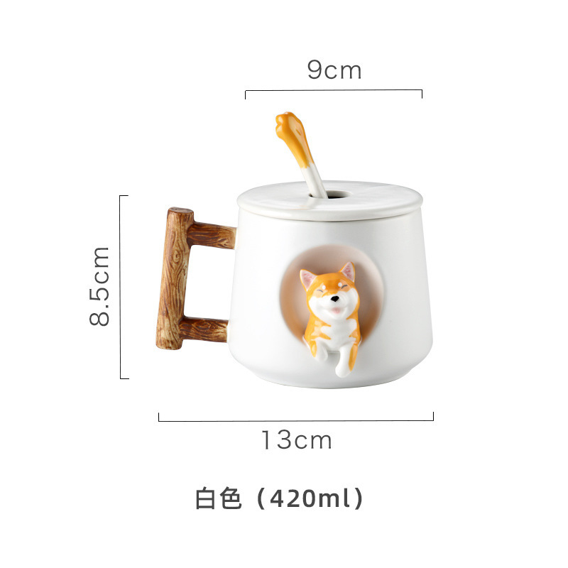 Taza de cerámica de dibujos animados de moda personalizada taza creativa con tapa cuchara pareja hombres y mujeres hogar taza de café taza