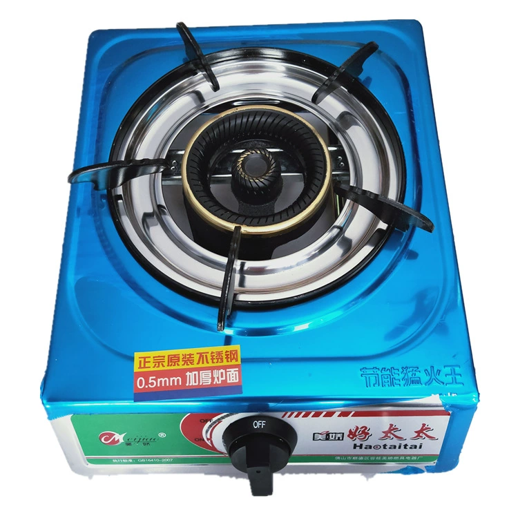 Газовая плита настольная с одной конфоркой, утолщенная, с защитой от гаснения пламени, для природного и сжиженного газа, с поворотным регулятором пламени, из нержавеющей стали, бытовая