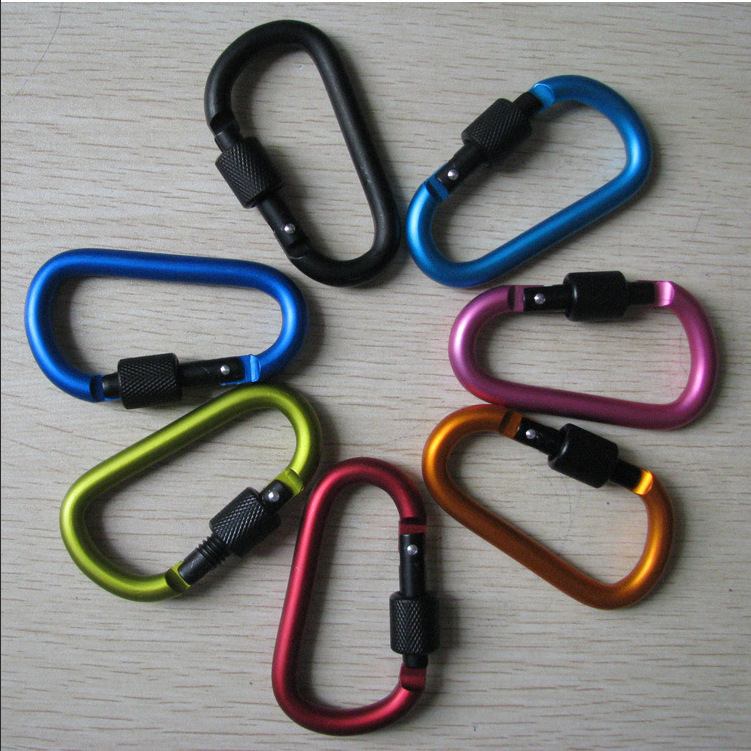 Outdoor Thickened 8cm Hook Quick-Hook D-Type Lockable Aluminum Alloy Backpack Water Bottle Buckle Extra Hard and Strong Nut Keychain