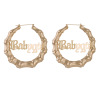 Bamboo earrings with letters, factory direct supply, European style, gold and silver