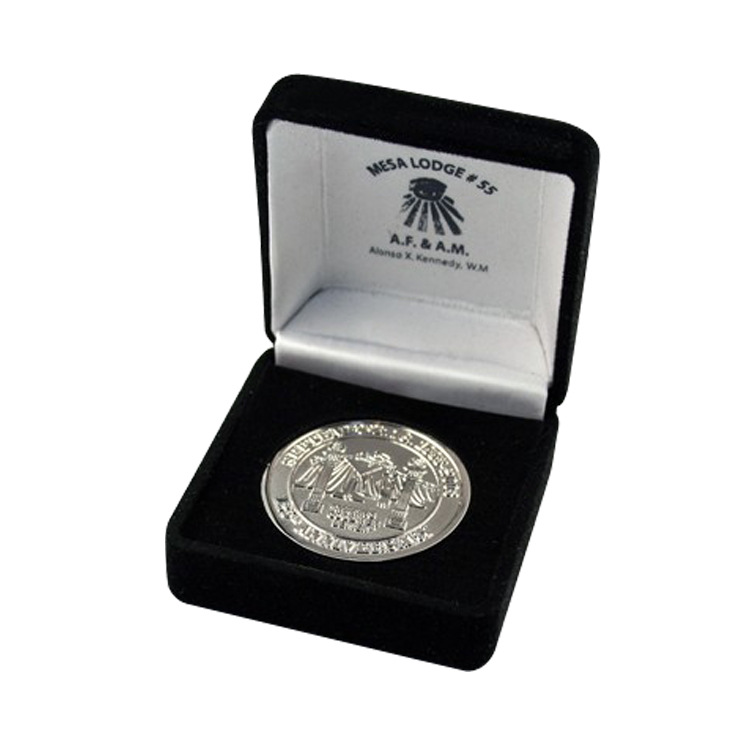 批发钱币徽章盒奖牌纪念币饰品植绒盒EVA内衬彩色烫印logo收藏盒