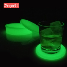10cm硅膠杯墊夜光杯墊防滑墊子隔熱亞馬遜防水發光硅膠墊印刷LOGO