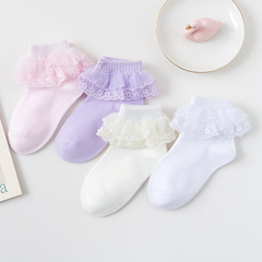 White lace socks girls' socks spring and autumn cotton socks Japanese mid-calf socks summer lace Latin dance socks princess socks