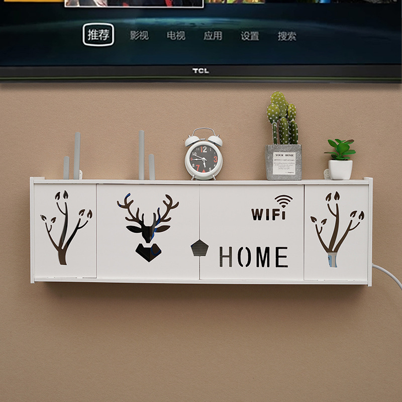 Wireless Router storage box wall-mounted punch-free WiFi storage rack cat decorative blocking box set-top box rack Wireless Router storage box wall-mounted punch-free WiFi storage rack cat decorative blocking box set-top box rack