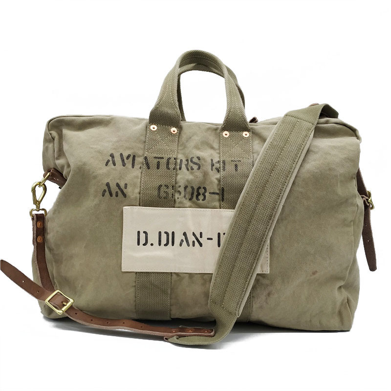 Vintage Heavy-Duty Washed Canvas Tote Bag, World War Ii Military Bag, Large Capacity Pilot Carry Bag, Lightweight