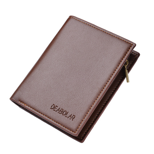 wallet men hot-selling new men's short wallet tri-fold zipper pu wallet multi-card slot manufacturer