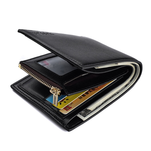 wallet men hot-selling new men's short wallet tri-fold zipper pu wallet multi-card slot manufacturer