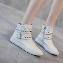 百搭韩版牛皮女鞋2025新款女靴子秋季短靴平底真皮高帮马丁靴女