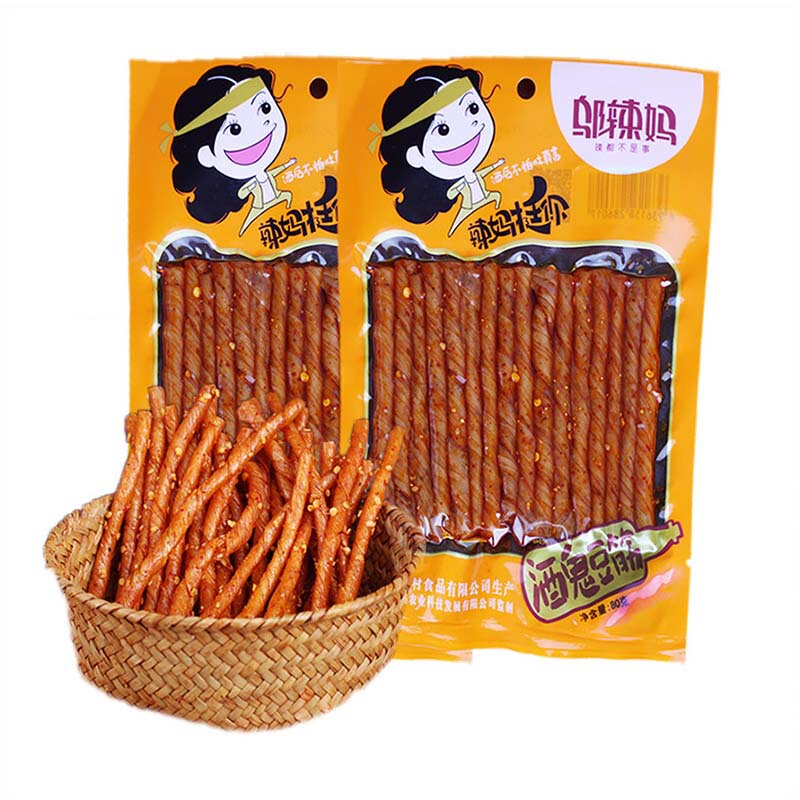 Spicy mom spicy strip alcoholic bean tendon 70 g/pack spicy spicy dried tofu bean products spicy snacks