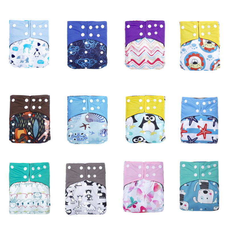 Factory Direct Sales Cross-Border Baby Washable Bamboo Charcoal Cloth Diapers Digital Printing Pocket Diaper Bamboo Charcoal Antibacterial