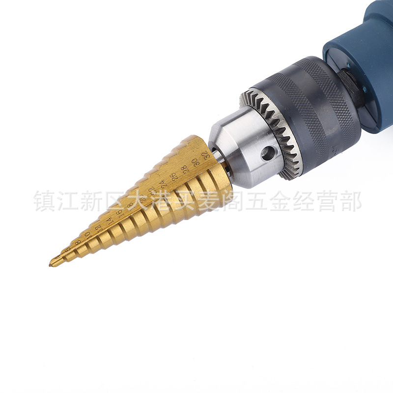Hexagonal Handle Straight Groove Step Drill 4-32, 4-20, 4-12 Cloth Packed Titanium-Plated Pagoda Drill Hole Opener