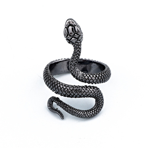 New European and American retro silver-plated lacquered snake unisex ring source manufacturer supply price wholesale