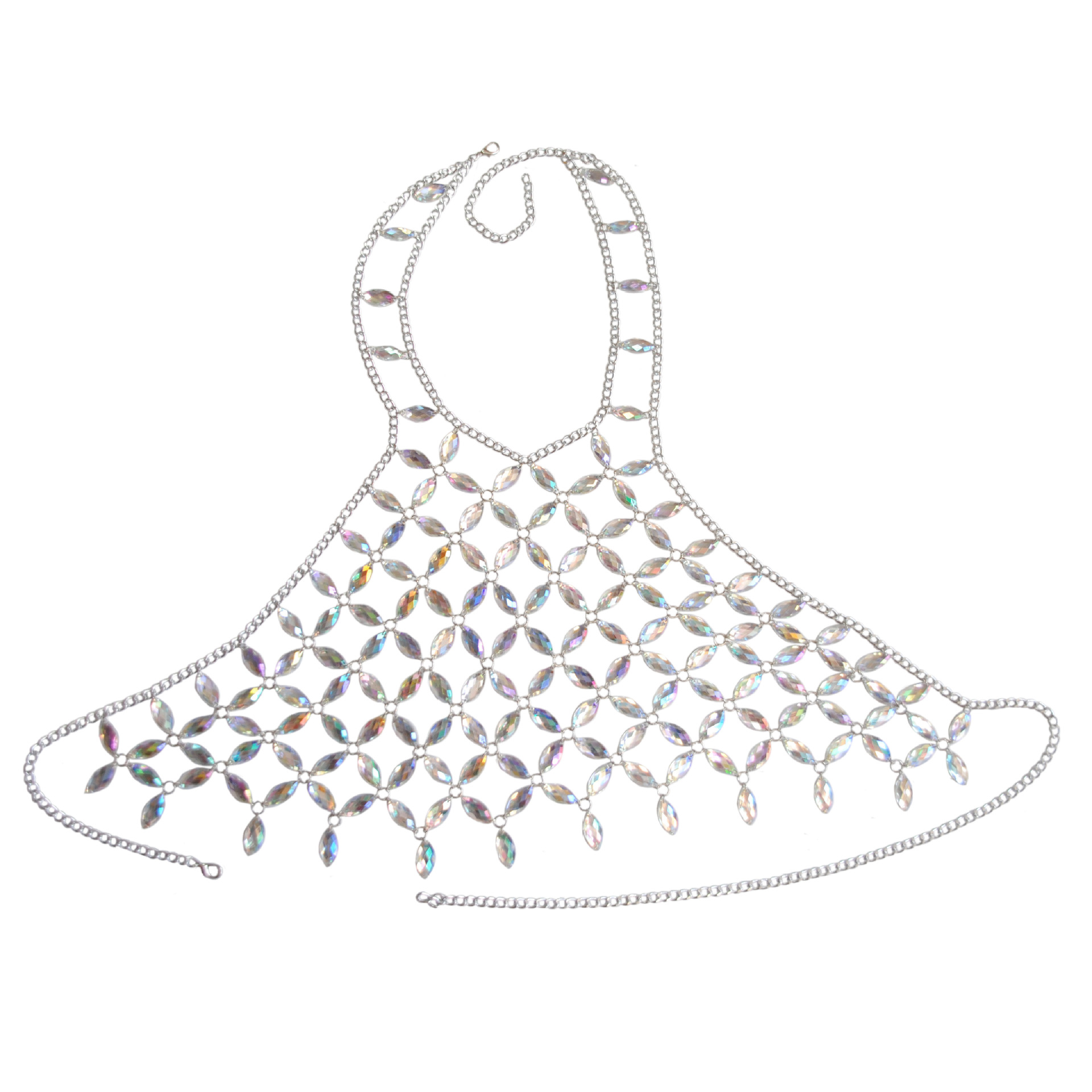 Europeo y americano transfronterizo nuevos accesorios de moda multi-capa colgante collar colorido acrílico chaleco cuerpo ropa cadena