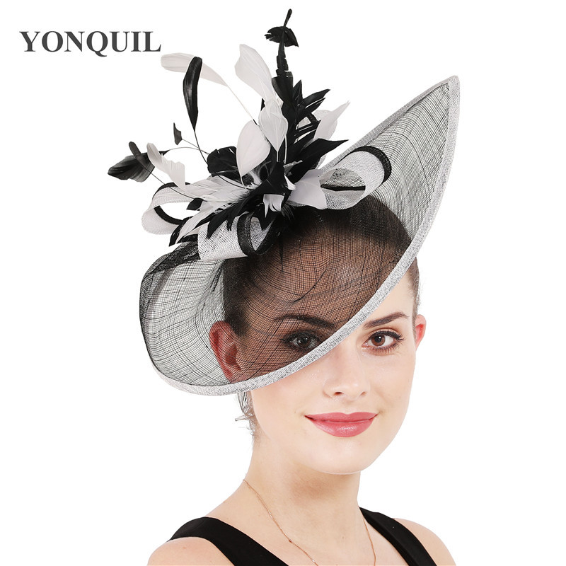 菲律宾进口麻纱欧美时尚头饰贵族宴会舞会羽毛发饰节日派对礼帽
