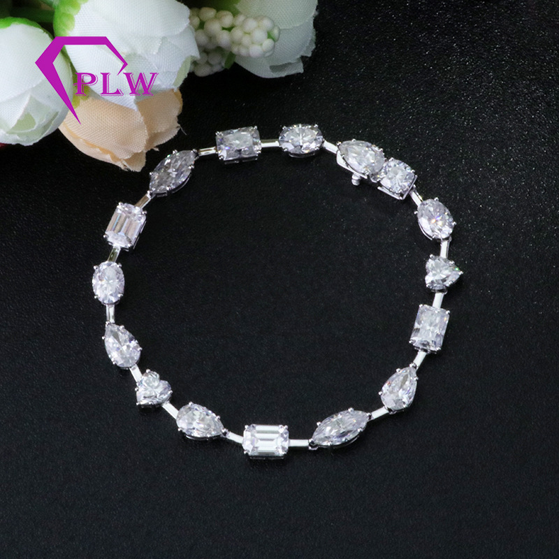 Foreign trade jewelry exported to Europe and the United States 14K gold Mosan bracelet special-shaped Mosan ladies tennis chain bracelet bracelet