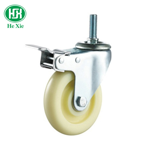 Nylon wheel, medium-duty castor with 5-inch directional wheel, 4-inch PP plastic wheel, 3-inch dual-bearing white nylon swivel wheel