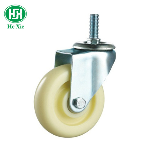 Nylon wheel, medium-duty castor with 5-inch directional wheel, 4-inch PP plastic wheel, 3-inch dual-bearing white nylon swivel wheel