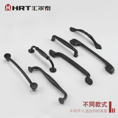 Cabinet door drawer aluminum alloy handle Modern simple hardware door handle Wardrobe European black single-hole handle