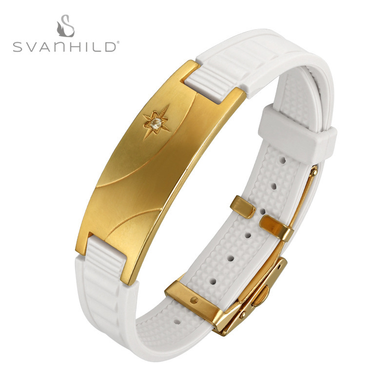 Amazon Wish Sports Silicone Wristband Stainless Steel Curved Balance Bracelet Titanium Steel Bracelet Engraving