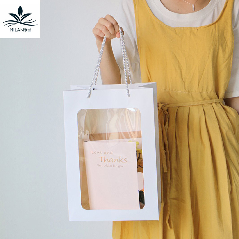 INS transparente ventana bolso ramo bolsa de embalaje flores regalo bolso ventana OPP bolsa de papel Kraft