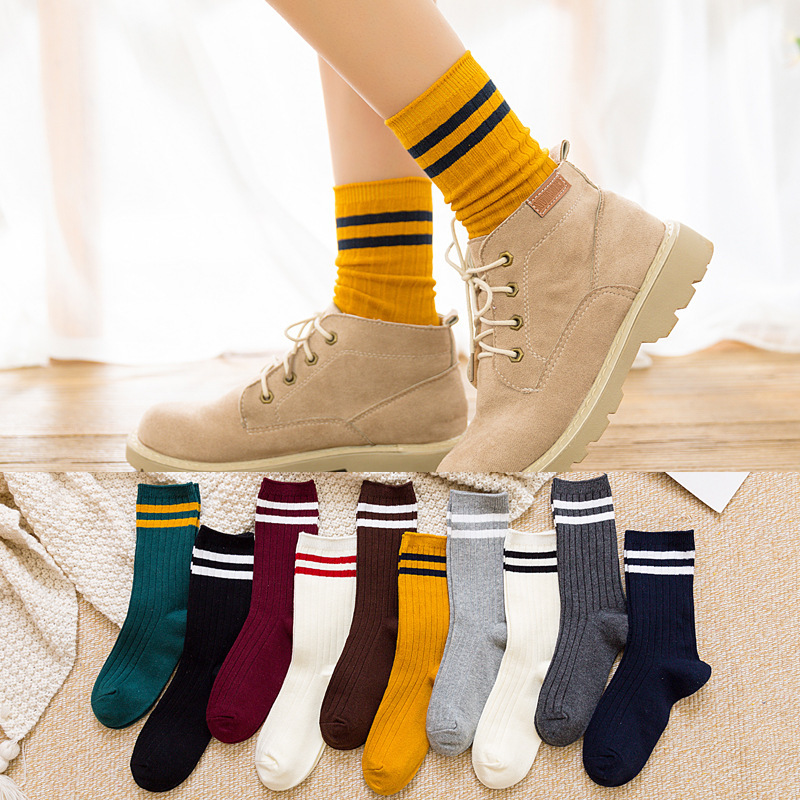 Women's Mid-Calf Socks for Spring and Summer, Ladies' Slouch Socks, Solid Color Cotton Socks, Japanese Style Long Socks, Trendy on Instagram