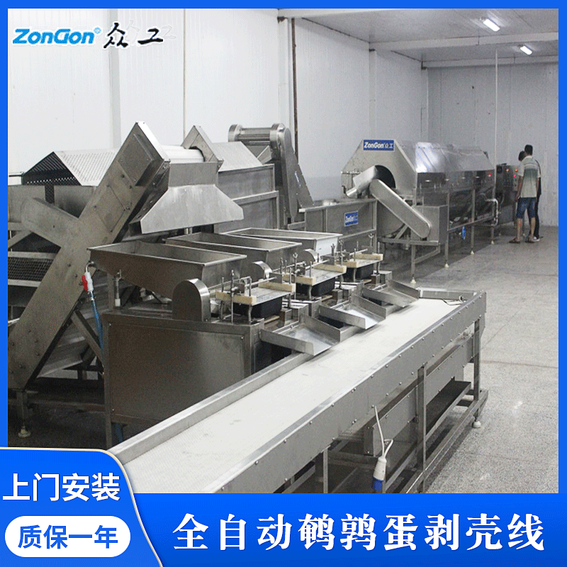 厂家供应全自动鹌鹑蛋剥壳流水线大型鹌鹑蛋全自动蒸煮剥壳流水线