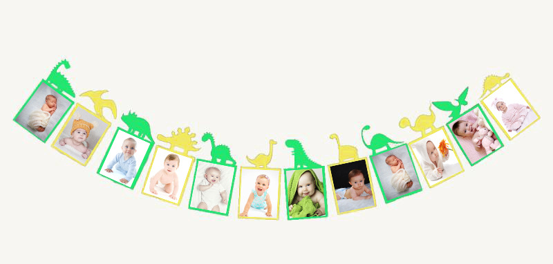 Dinosaurio foto tire bandera bebé cumpleaños tire flor foto clip creativo cumpleaños banner