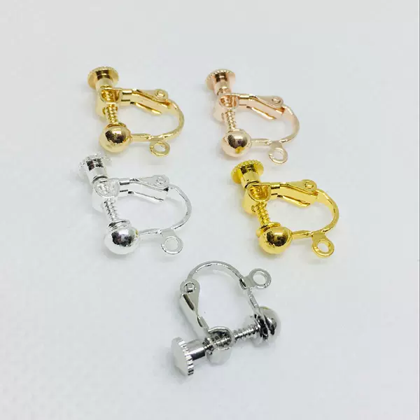 Earring Accessories Pure Copper Adjustable U-Shaped Round Head Flat Head Screw Ear Clips DIY Handmade Earrings Spiral New Style