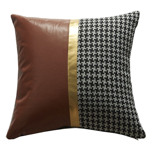 Light luxury gold leather stitching, simple, fashionable and modern black and white gold pillowcase, home comfort cushion cover wholesale