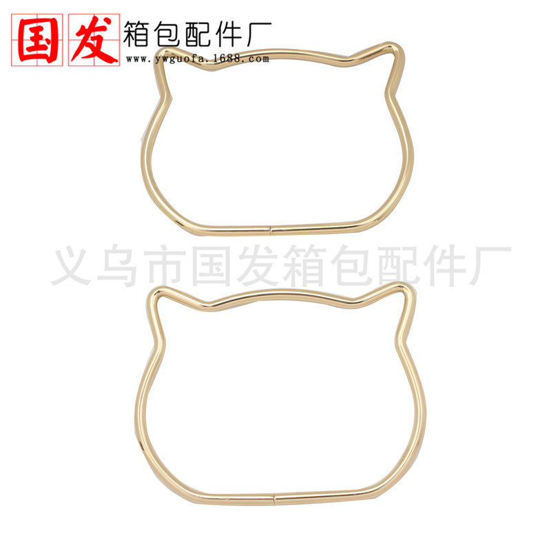11cm de diámetro de gato brazalete de hierro brazalete de mano bolsa brazalete oro claro cabeza de gato