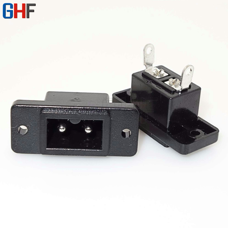 厂家直销AC007插座AC电源8字插座DB-6插座尺寸14.5*34 带螺丝孔