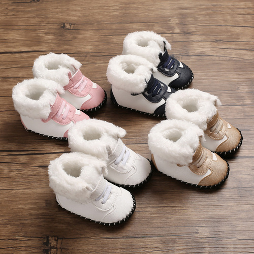 Winter Newborn 0-1 Year Baby Walking Shoes Soft Rubber Sole Anti-Slip Infant Shoes Warm Cotton Shoes Thick Snow Boots