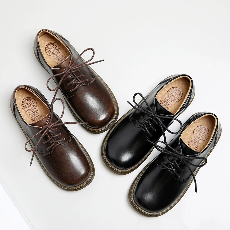 Женские весенне-осенние новые Британские кожаные туфли с сухожилием в стиле ретро, художественные кожаные туфли с большим носком
