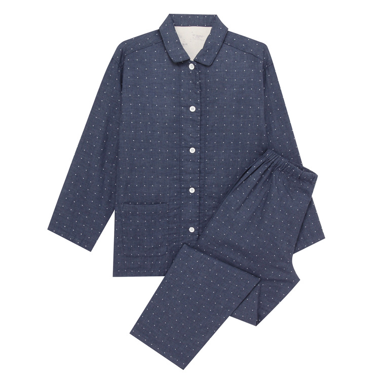 Women-navy blue wave dot