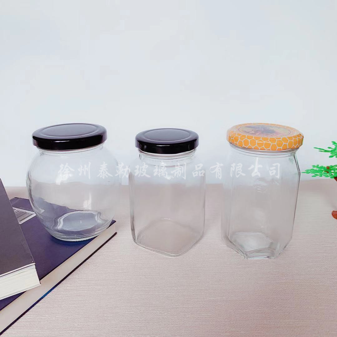批发新款250ml圆形方形蜂蜜瓶燕窝果酱瓶喜蜜玻璃瓶罐头辣椒酱瓶