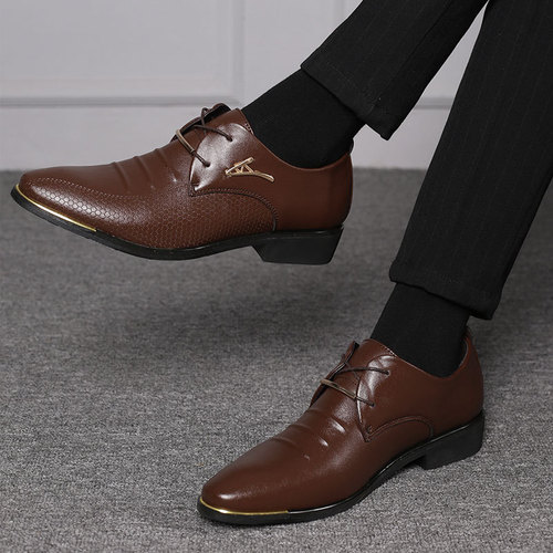 2021春季新款大码男士皮鞋商务正装鞋子男系带休闲鞋一件代发