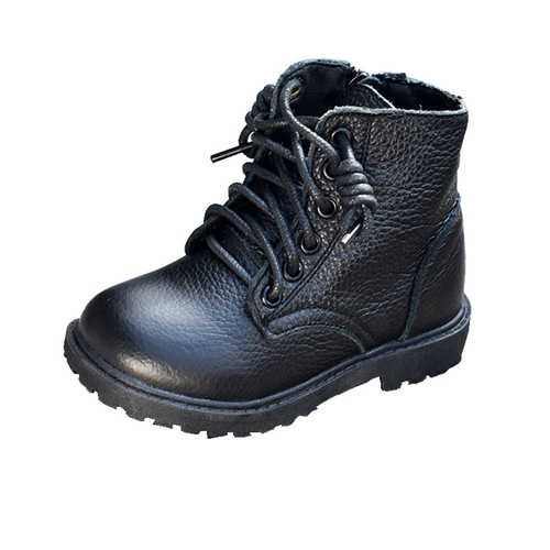 Genuine leather first layer cowhide Korean style Martin boots girls short boots winter boys cotton boots children's shoes leather boots 