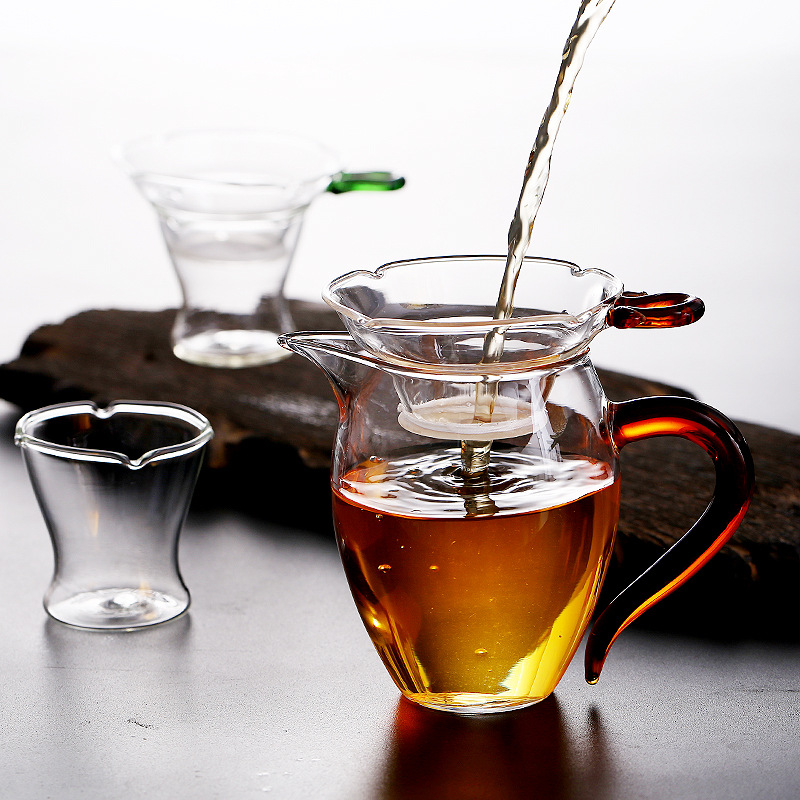 Fuga de té taza justa juego de té estante filtro de vidrio Kung Fu juego de té Ceremonia de té taza separación fabricante de té filtro red