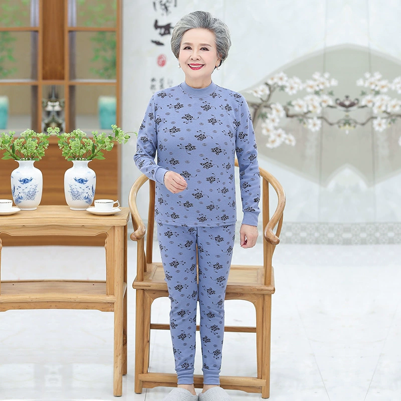 Нижнее белье с принтом для женщин среднего и пожилого возраста, женская осенняя одежда из чистого хлопка, кальсоны, хлопковый свитер среднего возраста, тонкий для бабушки