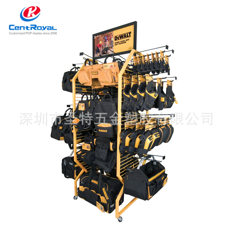 厂家直销 衣帽包包展示架 金属展示架 可移动4面衣帽收纳架