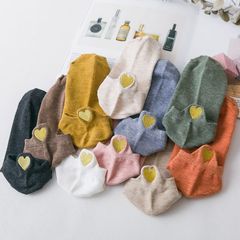 Spring and Summer New Arrival Japanese Cotton Women's Socks with Heel Embroidery and Heart-through Ship Socks for Women, Small Mouth Short Socks