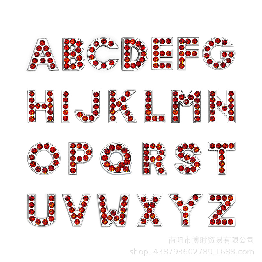 DIY 8mm red drill face letter A- Z available wearable accessories suitable for wrist strap bracelet bracelet
