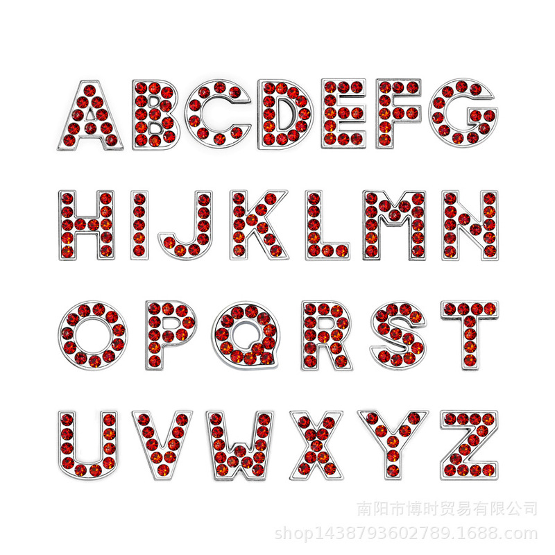 DIY 8mm red drill face letter A- Z available wearable accessories suitable for wrist strap bracelet bracelet