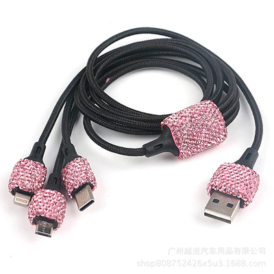 Lighter USB Diamond-Encrusted Charger — Mobil şarj cihazları - pink-diamond-charging-line