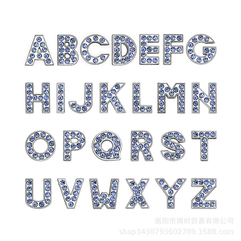 New Spot 8mm blue diamond surface alloy letters 26 capital English letters DIY jewelry bracelet wear New Spot 8mm blue diamond surface alloy letters 26 capital English letters DIY jewelry bracelet wear